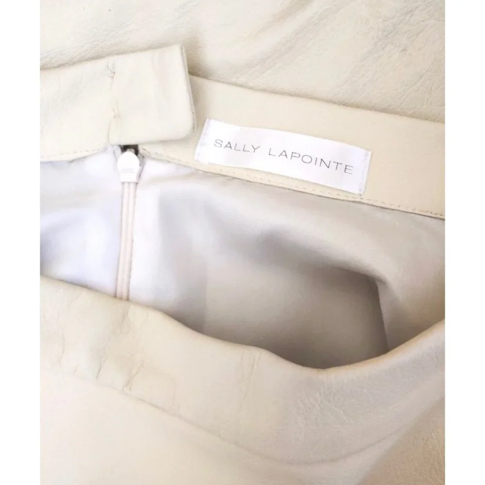 Sally LaPointe Lambskin Mini Skirt in Eggshell-Powder - Small - NWOT - Picture 2 of 5